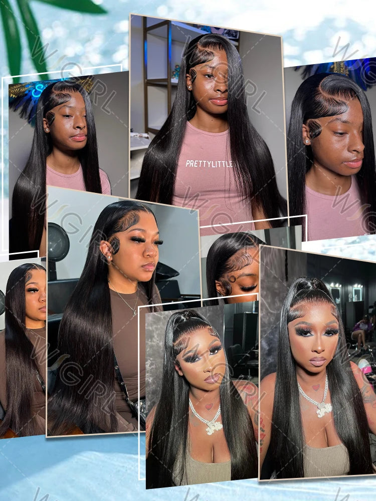 220% HD 13x6 Silky Bone Straight 40 Inches Lace Front Human Hair Wigs 13x4 Lace Frontal Remy Wig 5x5 Glueless Ready To Wear Wig