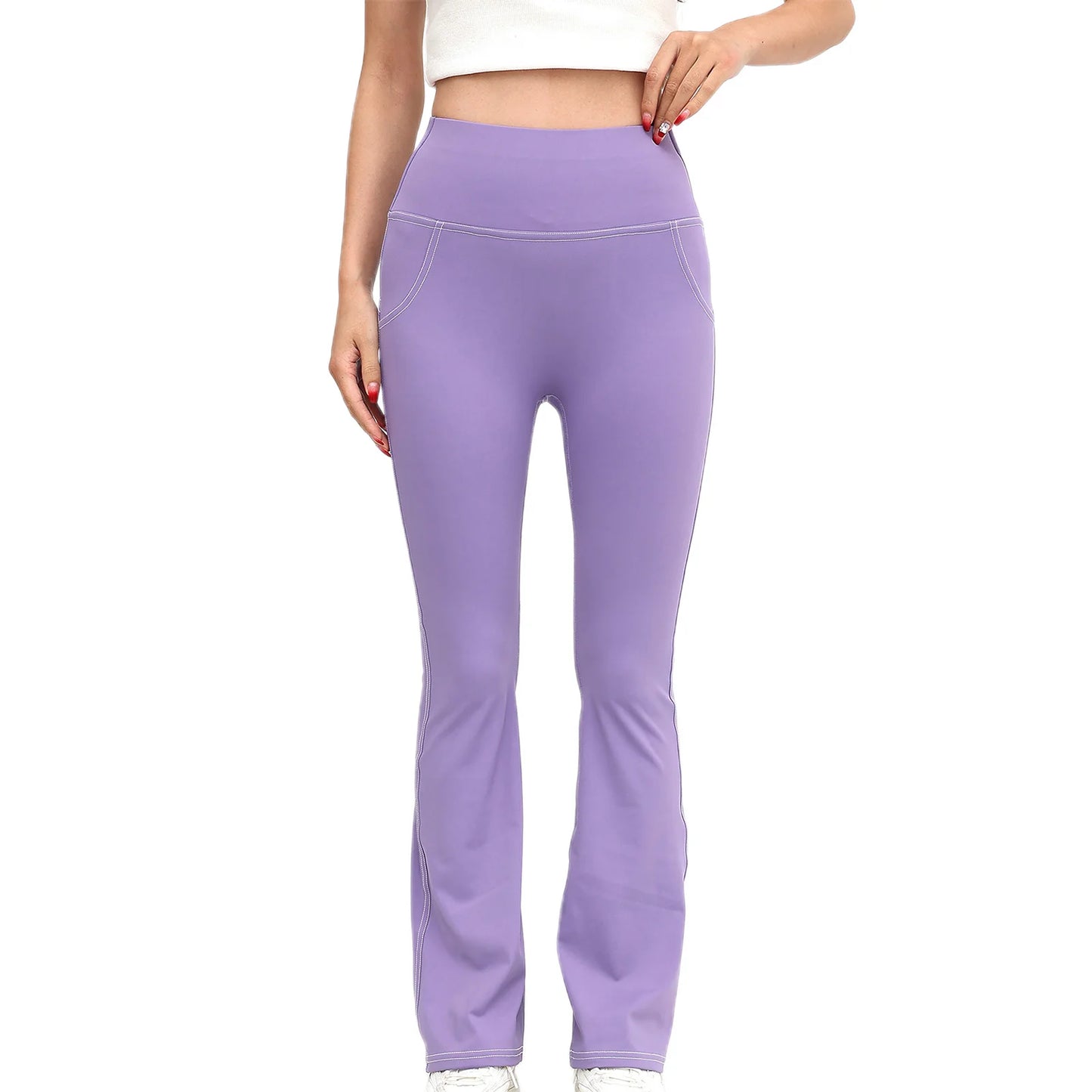 High Waist Yoga Leggings with Pockets Tummy Control Workout Pants Stretchy Athletic Tights