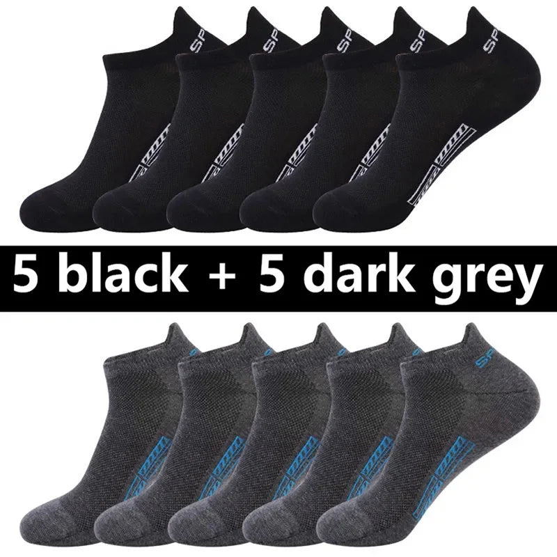 20pcs=10 Pairs Summer Autumn Men Cotton Socks Sport Breathable Ankle Socks Quality Mesh Casual Athletic Thin Cut Short