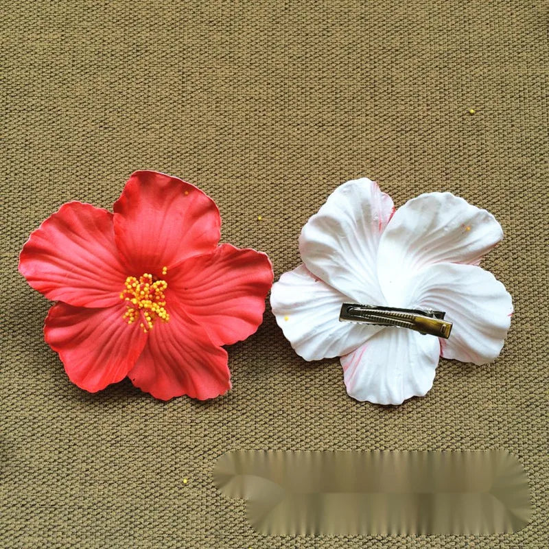 Bohemian Style Hibiscus Flower Sweet Seaside Beach Resort Style Egg Flower Hair Clip For Women
