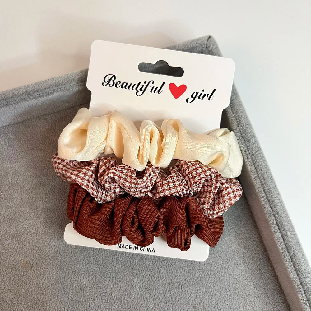 3PCS/Set Corduroy Knitted Small Scrunchies Elastic Hair Ties Women Girls Satin Ponytail Rubber Hair Bands Rope Hair Accessories