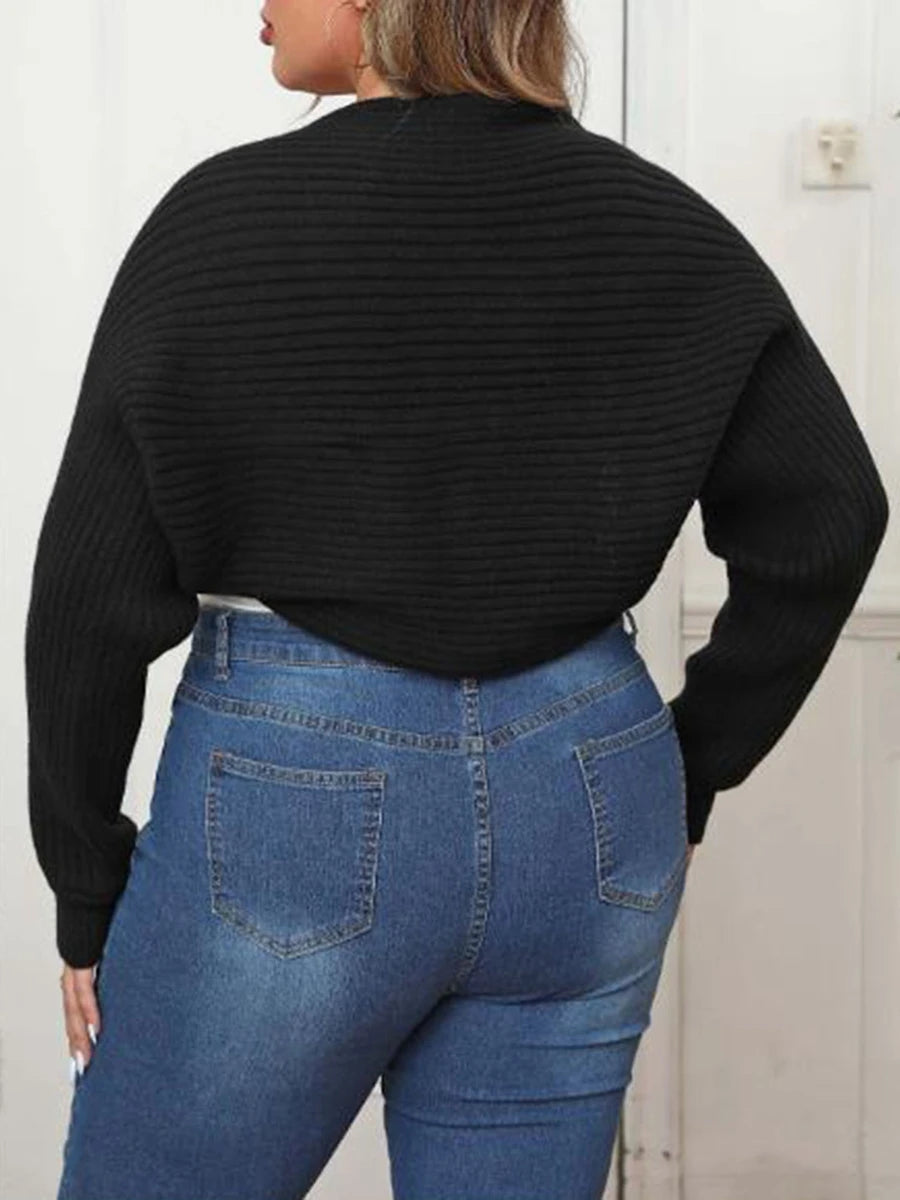 Women s Plus Size Open Front Shrug Sweater with Pockets Cozy Knit Cardigan
