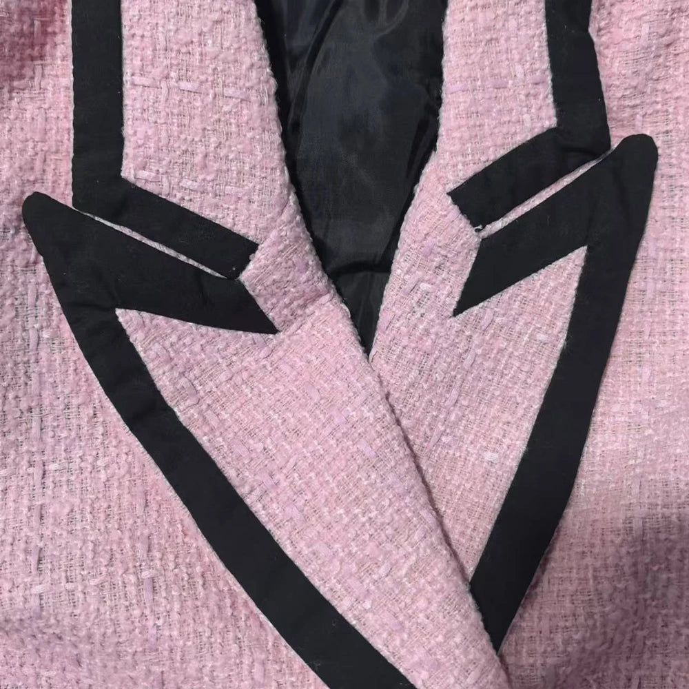women's clothing style fashionable and versatile slim fit light pink texture suit jacket