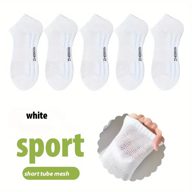 5/15 Pairs Of Socks For Both Men And Women, Towel Sole Casual Ankle Socks, Breathable Sports Socks, Sweat-absorbent