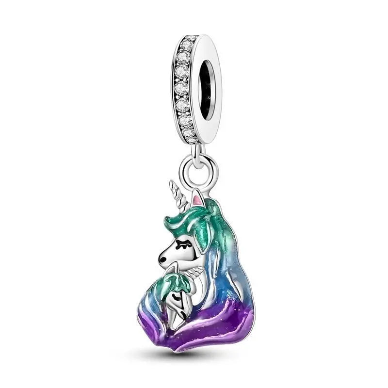 925 Sterling Silver Lion Dragonfly Animal Pendant Bracelet Charms