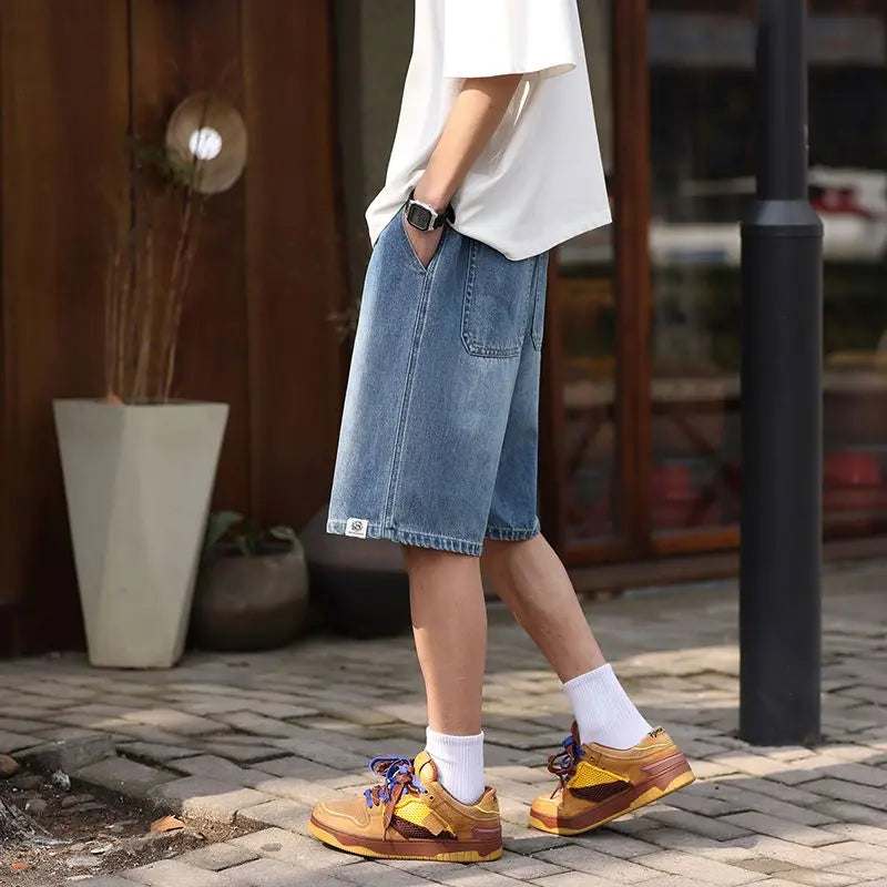 American Trend Retro Embroidery Oversized Denim Shorts Men's and Women's Best Selling Jogging Shorts