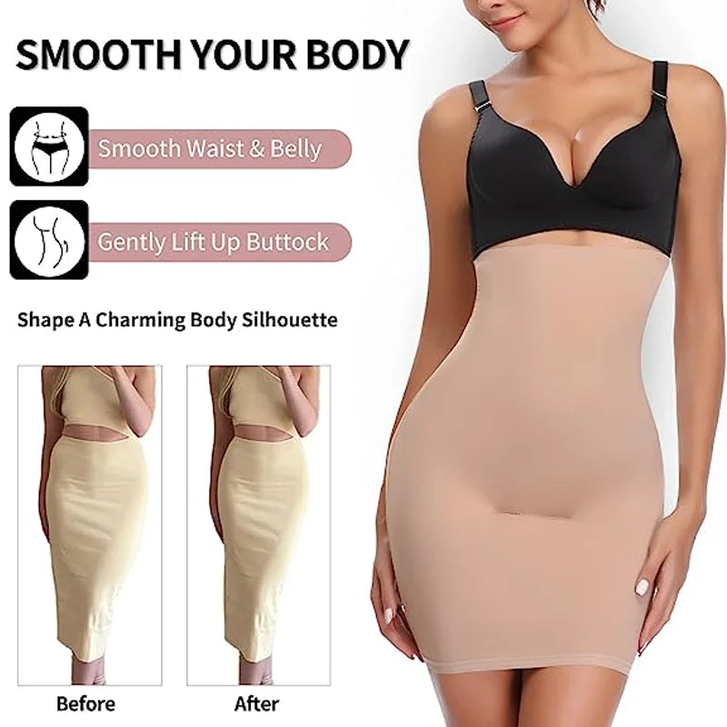 Half Slips for Under Dresses High Waist Underskirt Seamless Skirt Tummy Control Body Shaper Butt Lifter Slimming Underwear