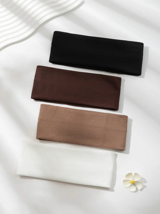 4Pcs Simple Fashion Women Solid Color Elastic Hair Bands Cute Wash Face Make-up Hair Band Vintage Sports Running Yoga Headbands