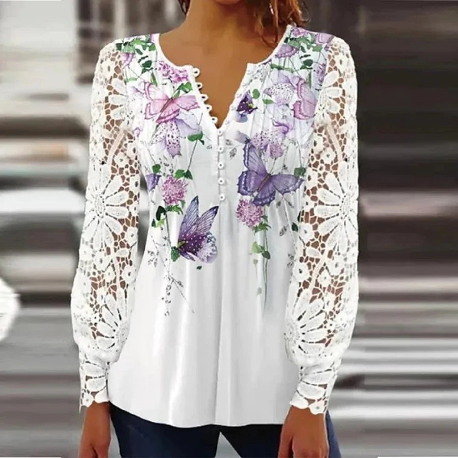 Elegant Loose Shirt Woman Temperament Casual  Shirt Women Long sleeve Printed Woman Shirt Weekend