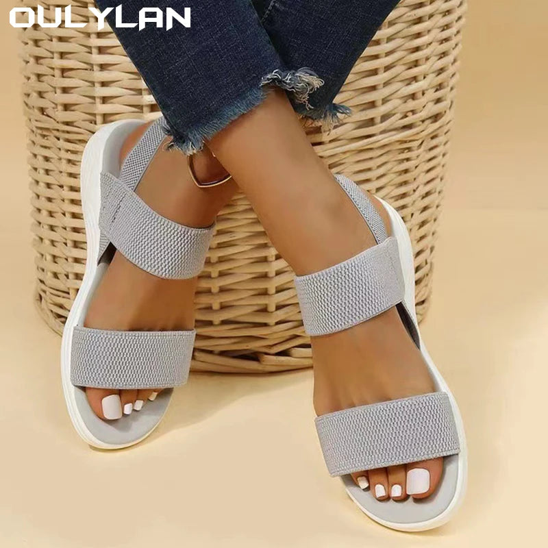 Women Summer Fashion Sandals Mesh Casual Sports Sandals Flying Woven Flat Shoes Sandals