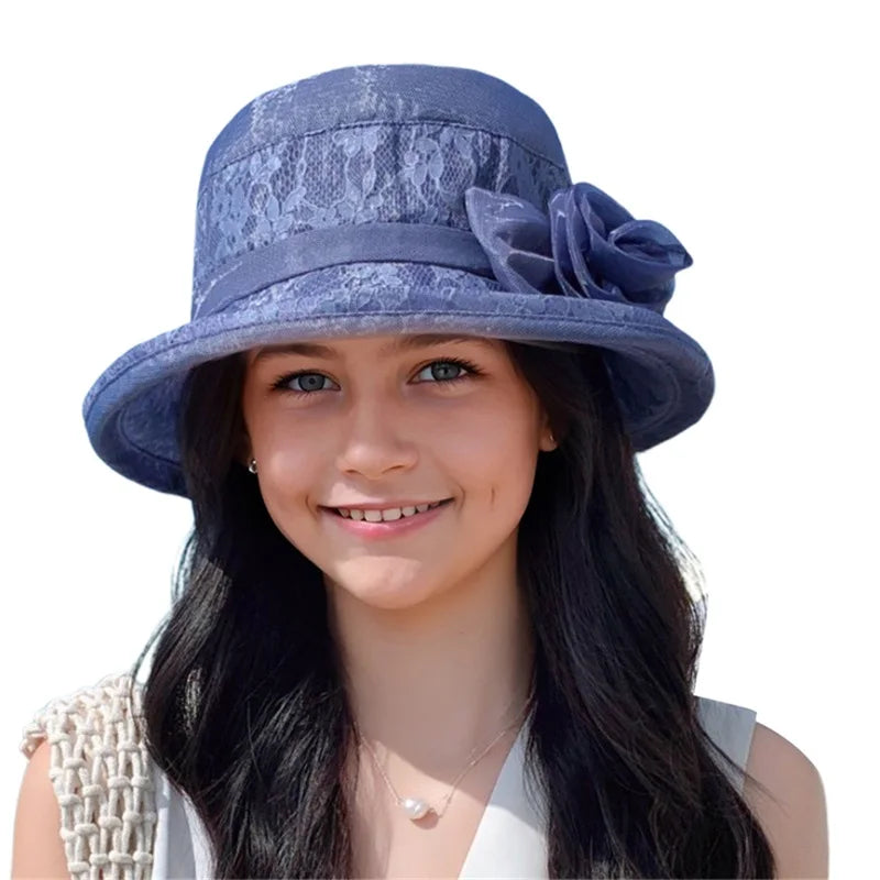 Stylish Women s Vintage Cloche Hat with Beautiful Floral Detail and Wide Brim for Summer Church Events and Outings