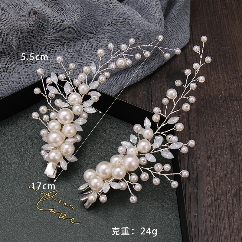 Crystal Pearl Headband Flower Hair Clip Floral Style Barrette Hair Jewelry Bridesmaid Wedding Hairbands Accessories