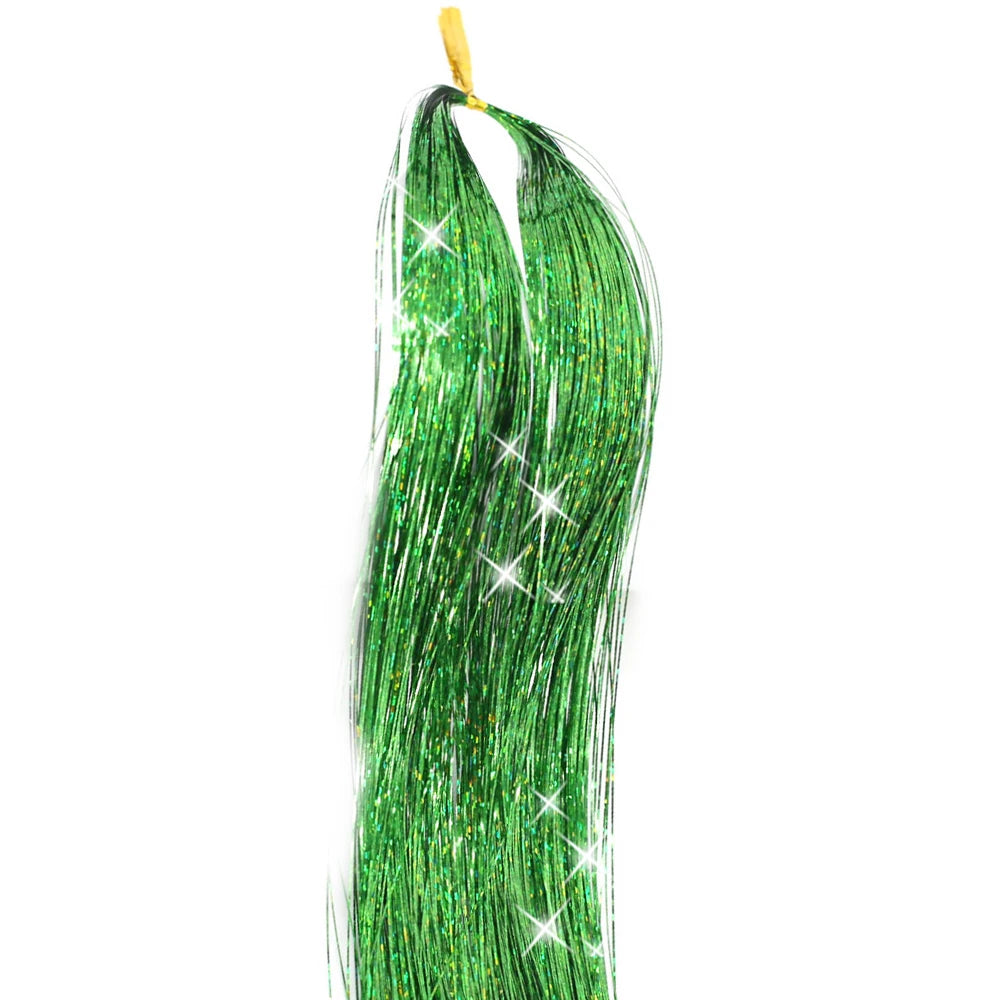 36/48inch Synthetic Sparkle Hair Tinsel Rainbow Colored Strands  Headwear Hair binge Hair Laser False Hair Extensions Decor