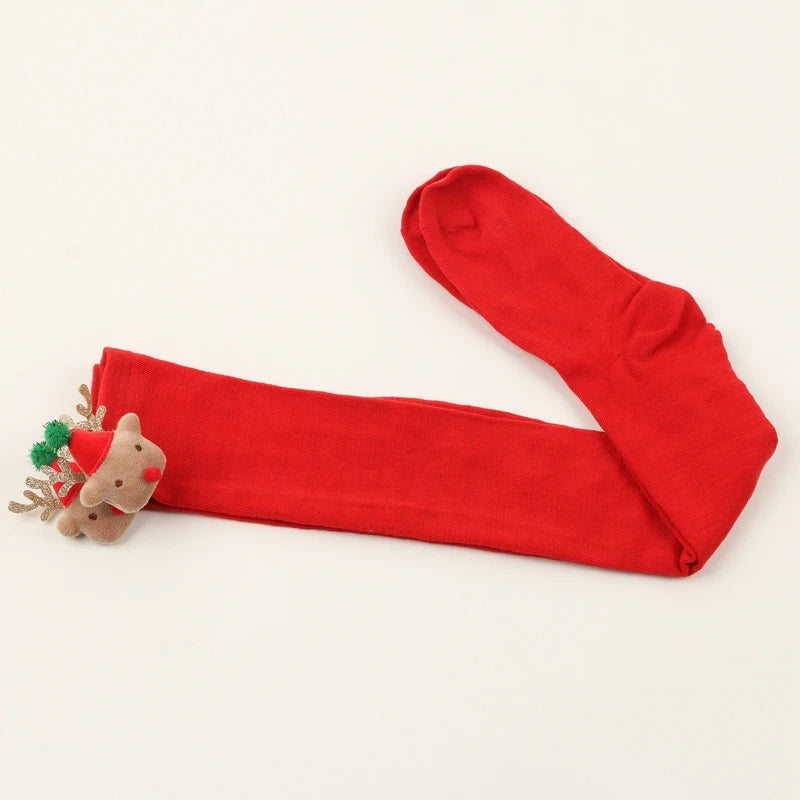 Cozy Winter Knit Sweater Reindeer Pattern thigh high socks