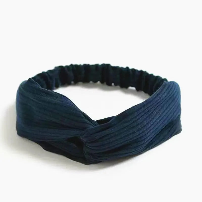 Boho Women Soft Solid Print Headbands Vintage Cross Knot Elastic Hairbands Turban Bandanas Hair Bands Hair Accessories