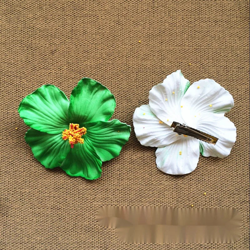 Bohemian Style Hibiscus Flower Sweet Seaside Beach Resort Style Egg Flower Hair Clip For Women