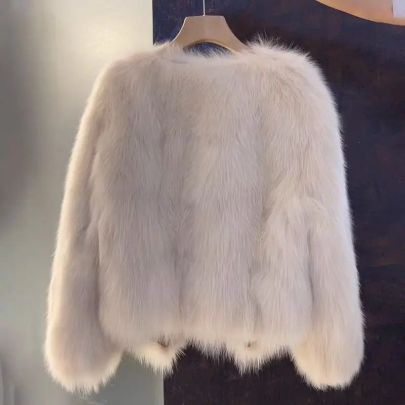 Imitation Fox Fur Coat Short Autumn/Winter Small Fragrant Wind Leather Button Jacket