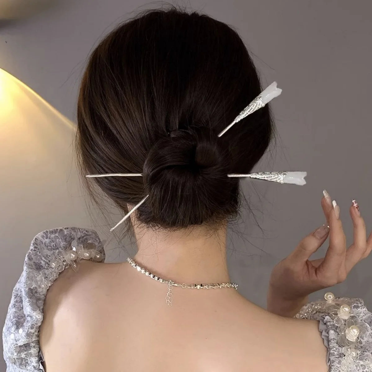 Elegant Chinese Style Hair Accessory Romantic Enameled Flower Tassel Hair Pin Alloy Jewelry Hairpin For Women Fashion Hairpin
