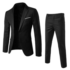 Fashion Jacket + Vest + Trousers Three or Two-piece Set Men's Solid Business Gentleman Casual Fit
