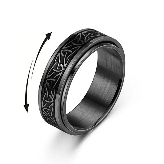 Viking Celtic Knot Rune Rings For Men Rotating Stainless Steel Anti Stress Anxiety Relief pinning Ring