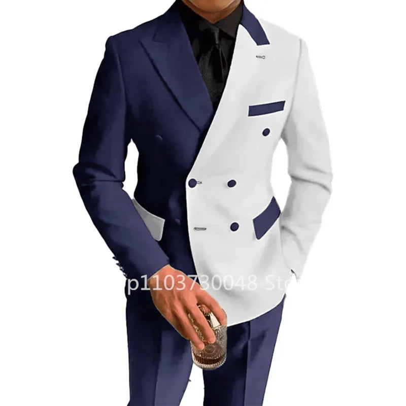 2 Piece Fashion Style Men Suits Slim Fit Peak Lapel Blazer Pants Formal Business Groom Wear Tuxedos