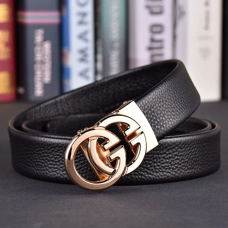 Designer fashion automatic buckle jeans high-quality material belt