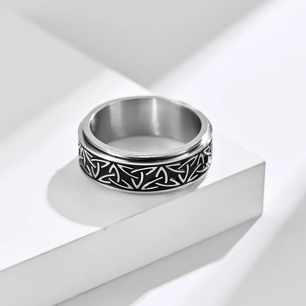 Viking Celtic Knot Rune Rings For Men Rotating Stainless Steel Anti Stress Anxiety Relief pinning Ring