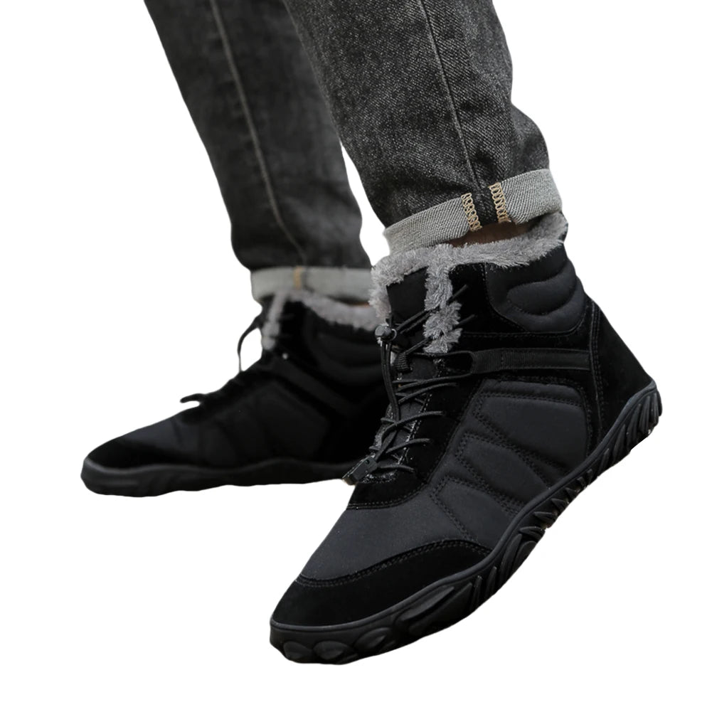 Winter Snow Boots Barefoot Hiking Shoes Waterproof High-Top Booties Anti Slip Minimalist Five Finger Boots for Hiking Climbing