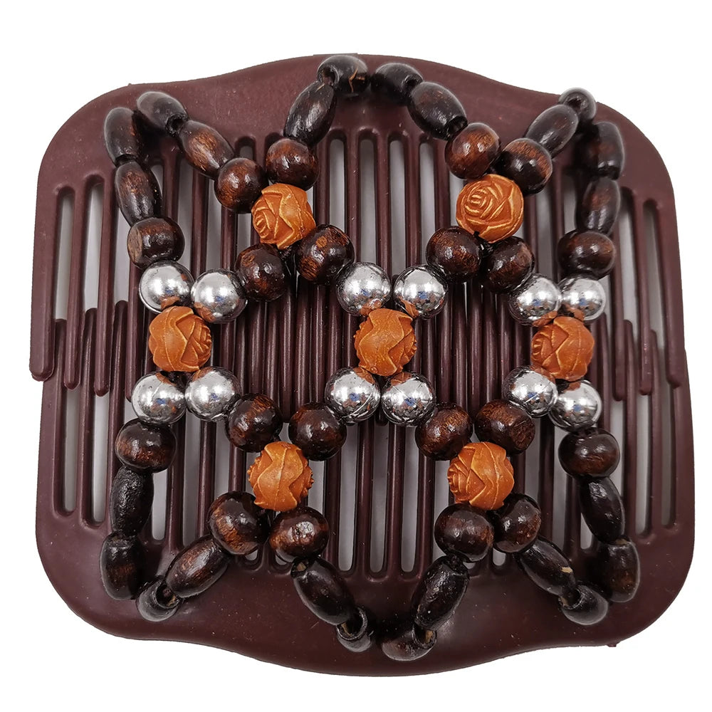 Beads Hair Combs Shiny Rhinestone Beaded Hair Claws Magic Tuck Comb Updo Accessories Elastic Headwear Bun Ponytail Holder