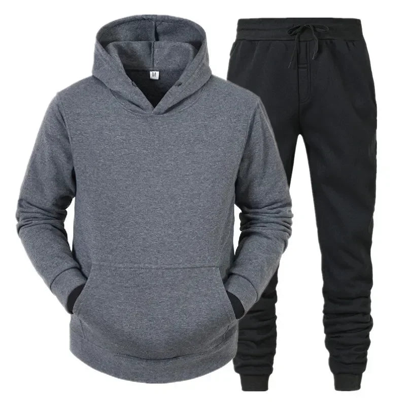 Basic Men/Women 2Pcs/Sets Sweatshirt Hoodies Pants Male Gyms Fitness Tops Joggers Sportswear Tracksuits