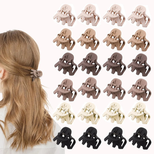 24 PCS Small Claw Clips For Thin/Medium Thick Hair, 1.5 Inch Matte Tiny Jaw Clips