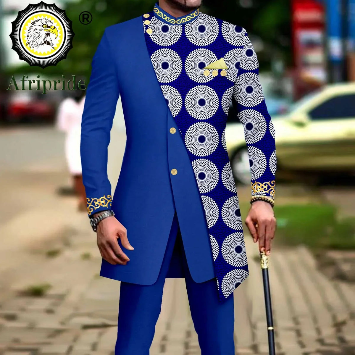 African Style Suits for Men Embroidery Print Blazer and Pants Set Business Dress Suit with Kerchief Party Wedding Evening