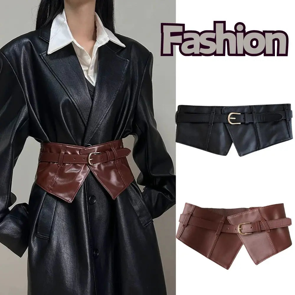 Hot Pin Buckle Wide Belts Retro Waist  PU Leather Corset