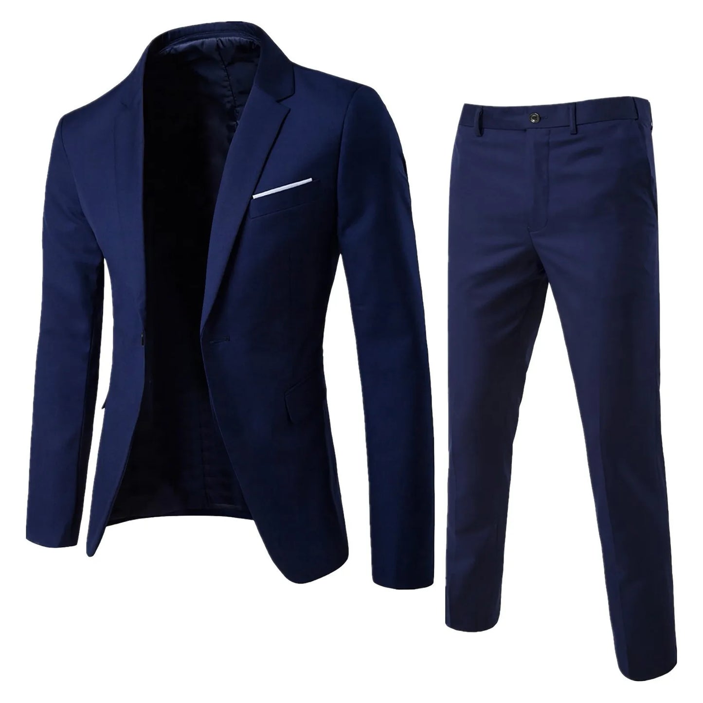 Fashion Slim Waist 2 Pieces Set Suits For Men Slim Suit Jacket Pant Suit Men Single Breasted Blazer Suit