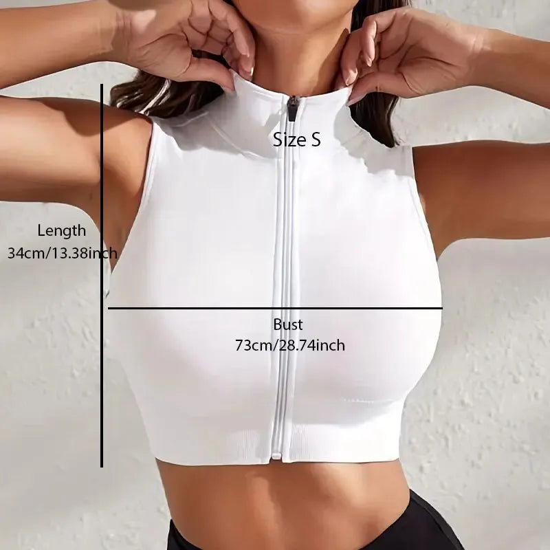 Women's Close-fitting Breathable Sexy Yoga Zipper Exercise Fitness Vest Top Two-piece