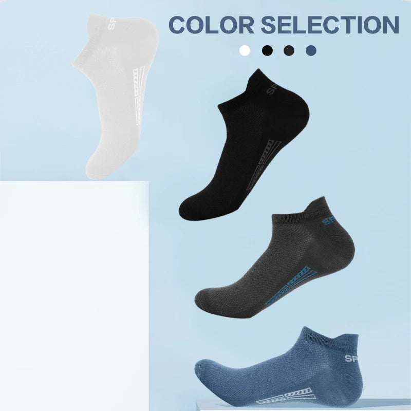 5 Pairs/Lot High Quality Men Ankle Socks Breathable Cotton Sports Mesh Casual Athletic Thin Cut Short Plus Size