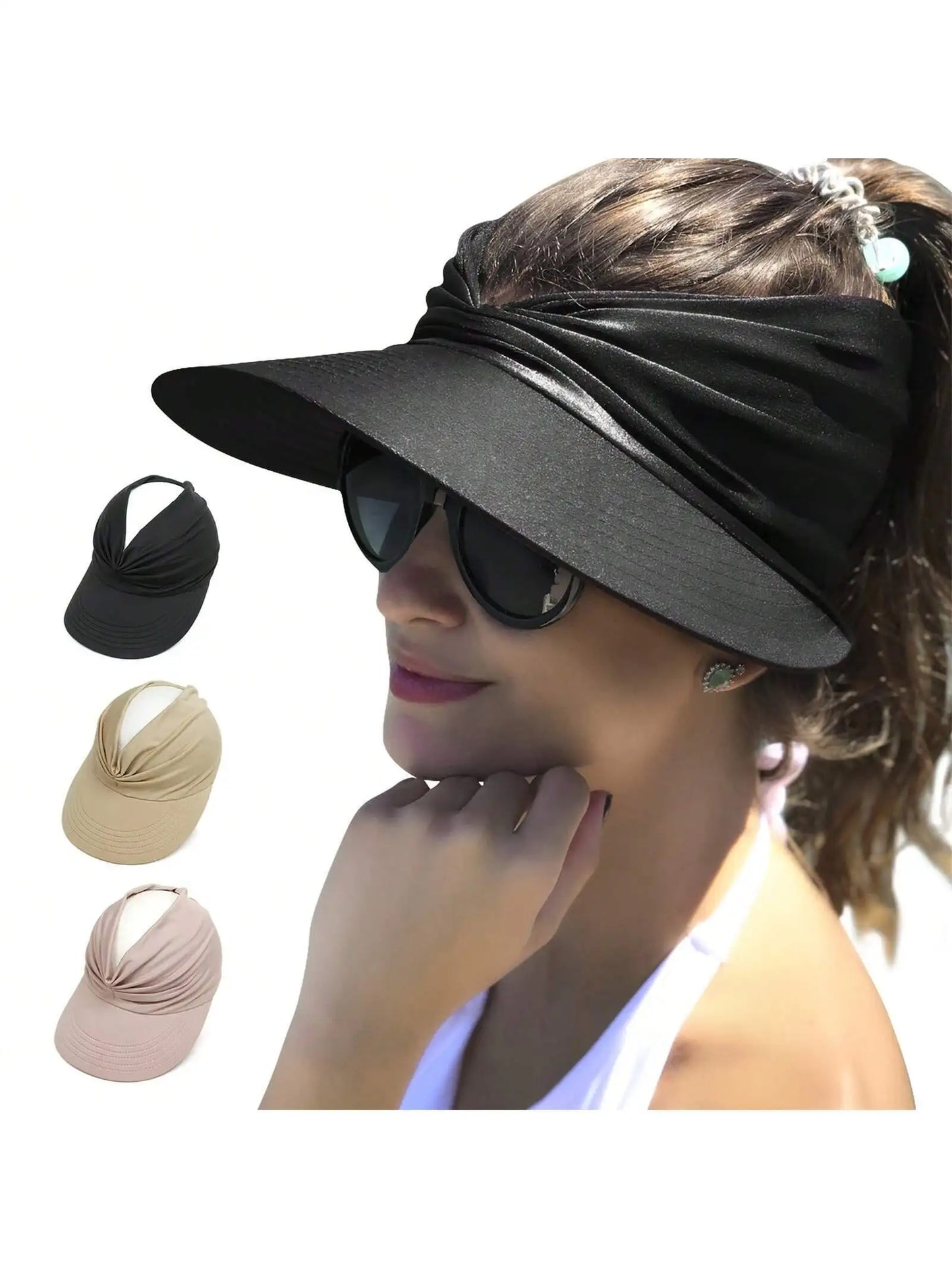 Sun Visor Hat Wide Brim Summer UV Protection Beach Sport  Packable Summer Beach Hats