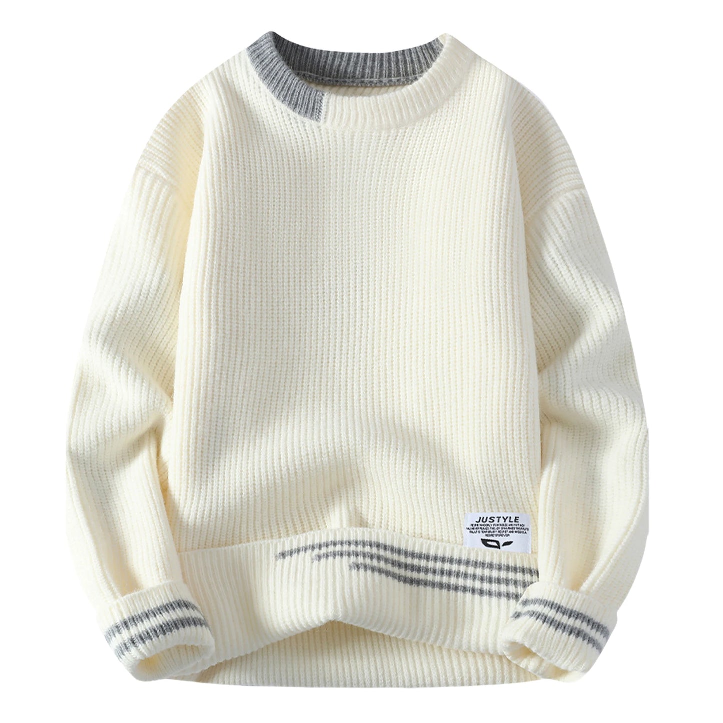 Retro Color Collision Twist Sweater Loose Fit Round Neck Knit Pullover