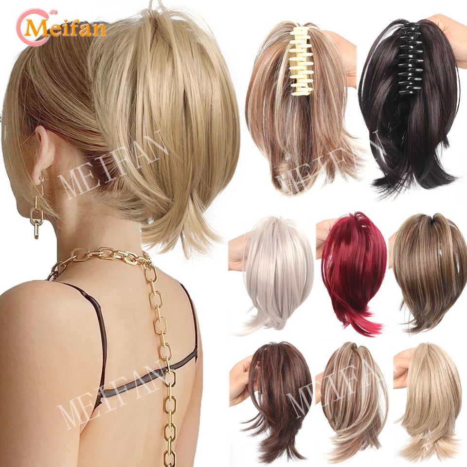 Synthetic Straight Claw Clip Chignon Fluffy Donut Messy Hair Bun Clip in Hairtail Extensions Natural Hairpieces for Women