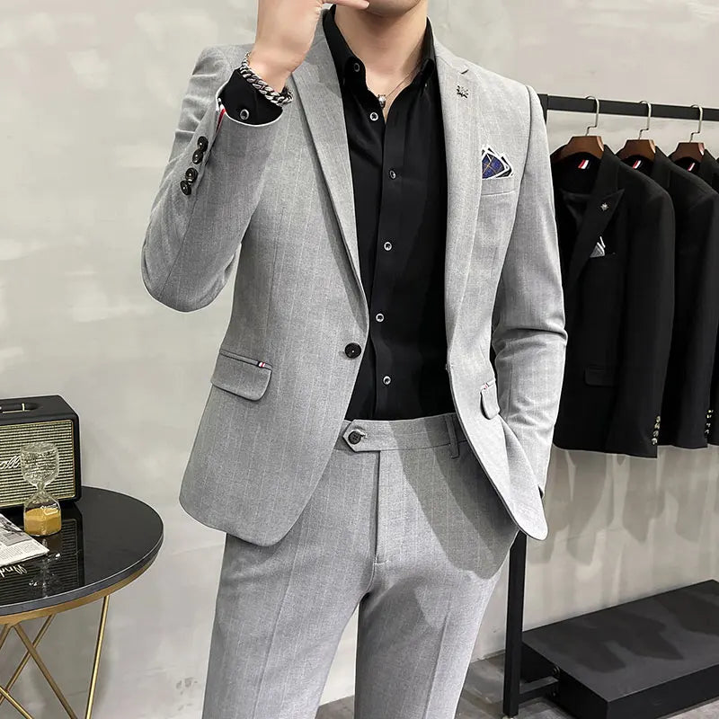 Men's High-Quality Two-Piece Suit Business Casual Banquet Luxury Ensemble with Trousers