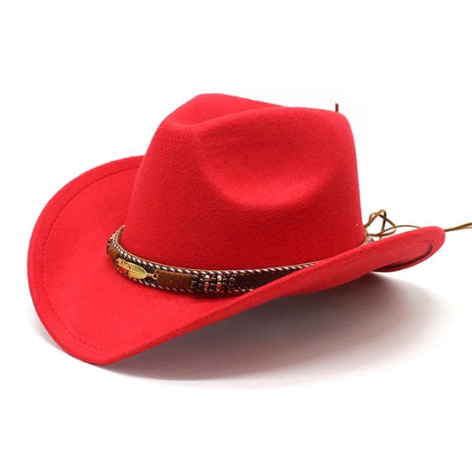 Vintage Style Wide Brim Hat with Leather Band for Men and Women Classic Retro Wool Felt Hat