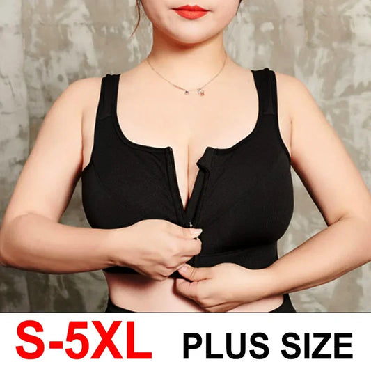 Sports Top Yoga Bra Shockproof Gym  Front Zipper  Push Up