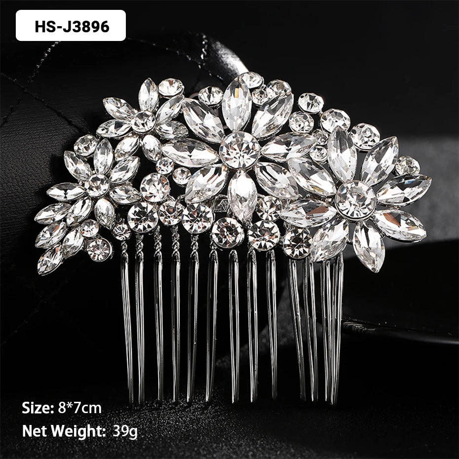 Silver Color Wedding Hair Combs Hairpins Crystal Rhinestone Bride Hair Accessories Women Bridal Hair Jewelry