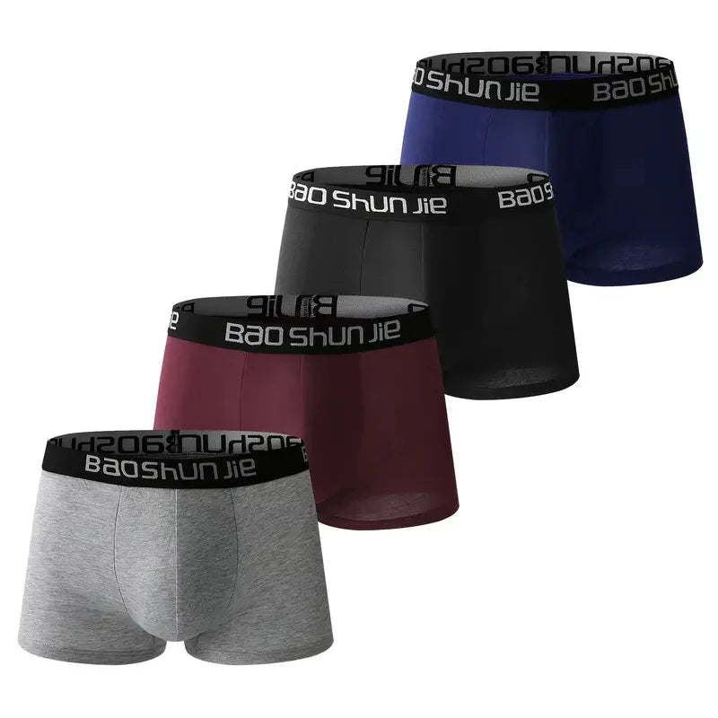 4pcs Men Underwear 100% Cotton Men Boxer Shorts Medium Waist Breathable Men  Larger Size Soft Comfortable Men Boxer