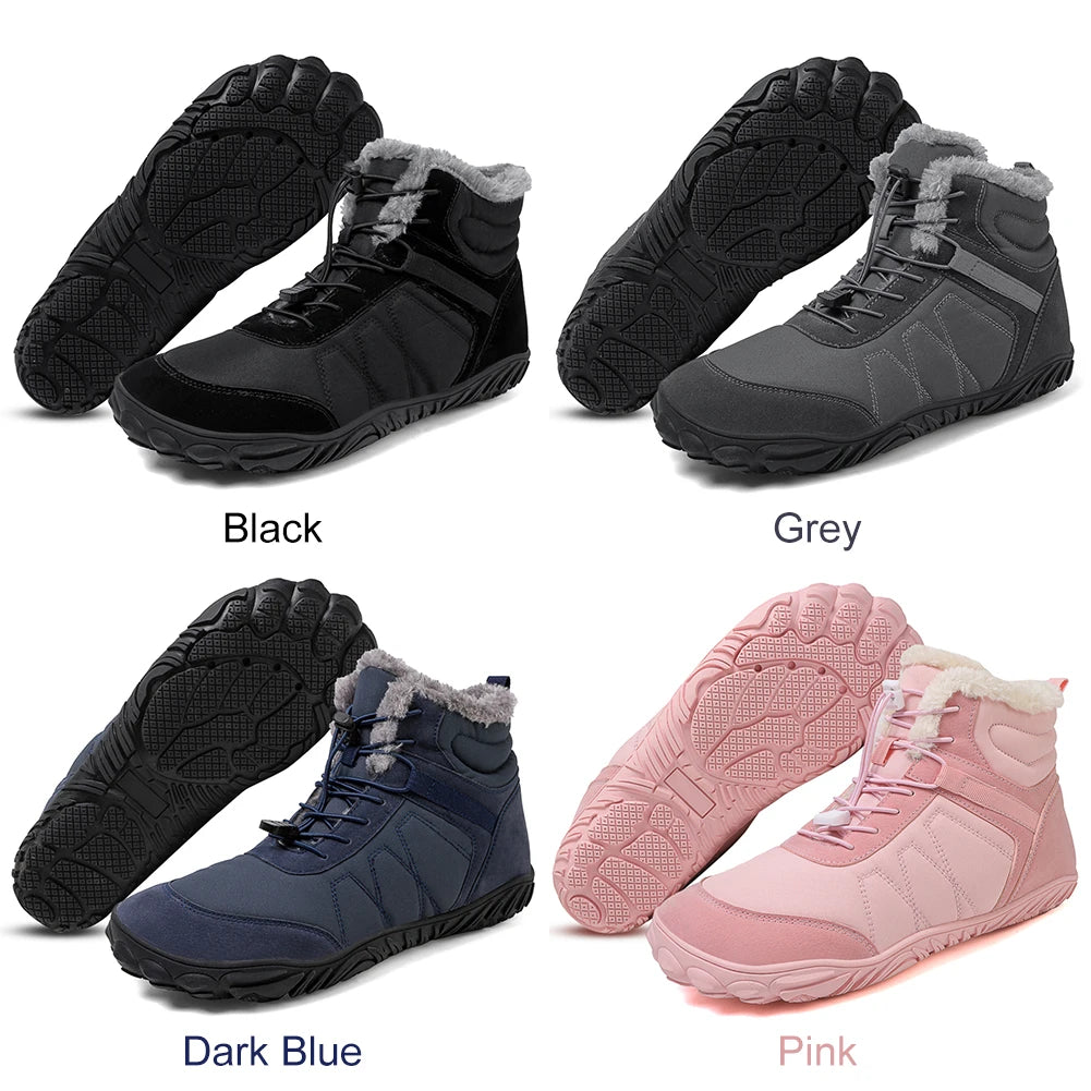 Winter Snow Boots Barefoot Hiking Shoes Waterproof High-Top Booties Anti Slip Minimalist Five Finger Boots for Hiking Climbing