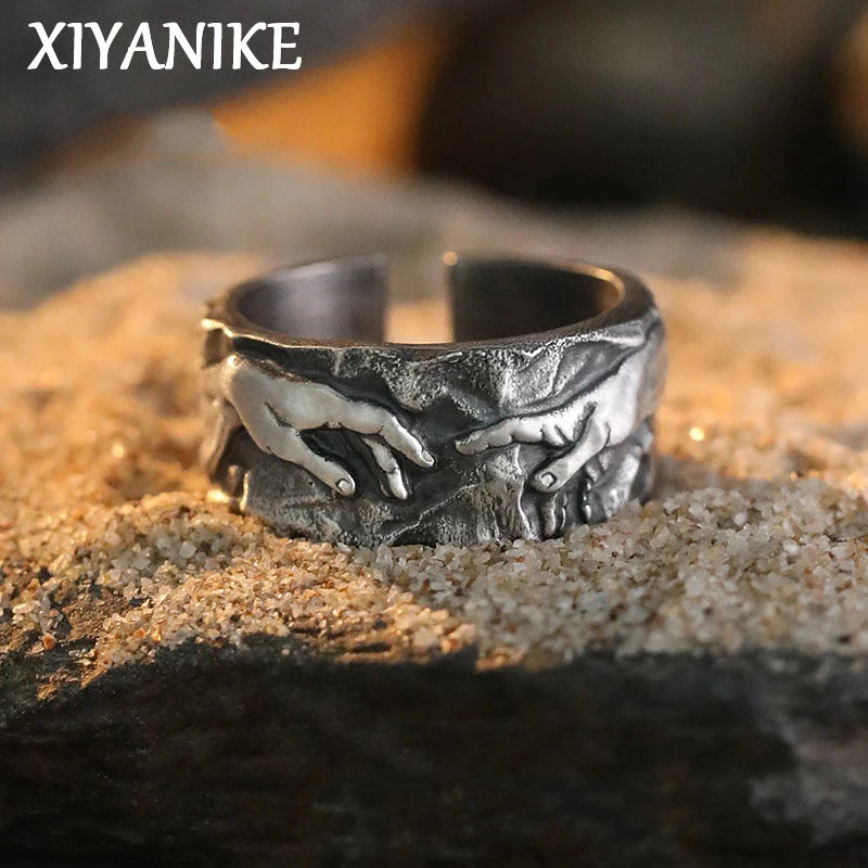 XIYANIKE Vintage Hand Opening Finger Rings For Men Women Hip Hop Fashion