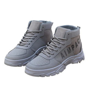 Men's Tactical Hiking Boots Leather/Canvas Outdoor Shoes, Wear-Resistant Hunting Sneakers for Mountain Trekking & Daily Walking