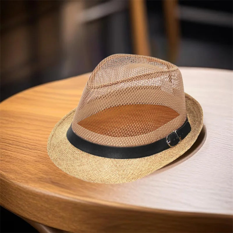 Men s Classic Straw Panama Hat with Wide Brim and Breathable Design for Summer Beach Vacation Lightweight Sun Hat