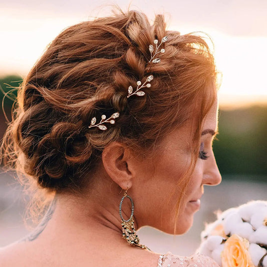 6Pcs Hairpins Headpiece Golden And Silvery Pearl Hair Comb Rhinestone Crystal  Hair Accessories