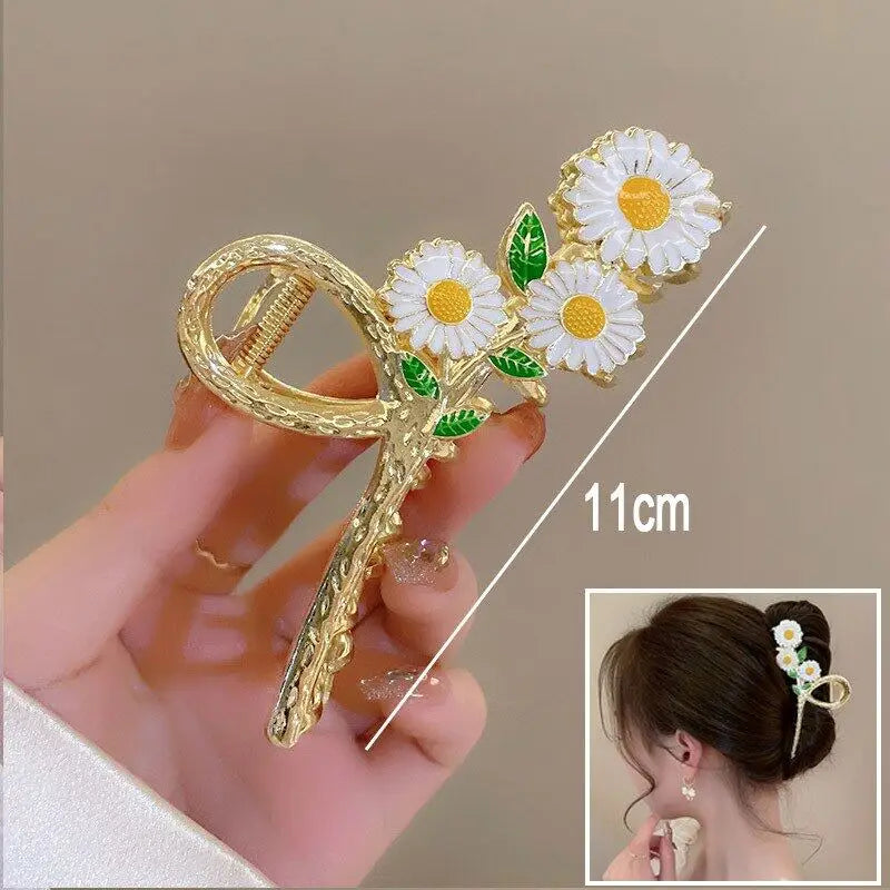 Flower Hair Claw Clip Ponytail Grab Hair Clips Shark Clip Woman Hairpins For Girl Hair Accessories Headdress